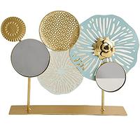 Joylern Metal Wall Art Decor Mirrored Flower Wall Sculpture Decorative Artwork Mirror Wall Hanging Decor for Living Room Home Office Hallway Bedroom Kitchen - Style 03