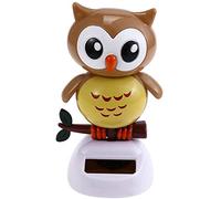 Joylern Solar Owl Bobble Shaking Head Dancing Toy Cat Figurine Statue Car Dash Board Ornaments for Car Vehicle Decoration - Light Coffee