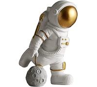 Joylern Spaceman Statue Astronaut Figurine Resin Spaceman Model Ornament Astronaut Sculpture for Home Office Desktop Tabletop Decoration - Gold Kick Ball
