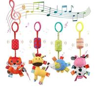 Joylife Baby Pram Pushchair Toys Soft Hanging Rattle Toys for Babies Sensory Learning Toy Infant Newborn Car Seat Crib Travel Activity Plush Animal Wind Chime for Boys Girls