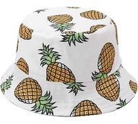 Joylife Banana Print Bucket Hat Fruit Pattern Fisherman Hats Summer Reversible Packable Cap, Pineapple White 2, One size