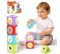 JoyLife Montessori Activity Cubes for 1 Year Old, 12-in-1 Sensory Stacking Blocks, Travel Toys for Plane & Car, First Birthday Gifts for Toddlers Boys Girls