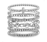 Joyline Christian Religious Gifts for Women, Not Stained, Stackable, Elastic Cross Bracelets Elegant Catholic Jewelry for Baptism, Birthday, Mother's Day, One Size, CCB, No Gemstone