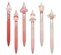 Joylio 6pcs cute gel ink pens, aesthetic pens, novelty pens, kawaii pens for kids, students, professionals, office workers stationery supplies, 0.5mm black ink (Pink)