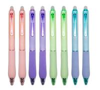 Joylio 8 Pcs Erasable Gel Ink Pens Set - 4 Black & 4 Blue Ink Pens with Soft Comfort Grip, Vibrant Pastel Barrels, 0.5mm Fine Point for School, Home & Office Stationery - Rub Out Error-Free Writing