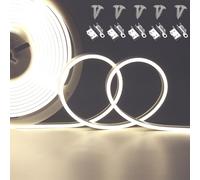 JOYLIT 24 V Neon LED Strip, 5 m, Natural White, 4000 K, IP67 Waterproof, 4 x 10 mm Slim Side View Light Strip, 840 LEDs, 12 W/M, Dimmable Light Strip for Bedroom, Wall Decoration (LED Strip Only)