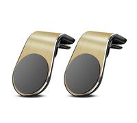 Joyloo Magnetic Phone Holder, Joyloo Mobile Phone Navigation Magnetic Bracket, Non Slip Vent Clip L-Shaped 360° Rotating Car Universal Phone Holder (2*Gold)