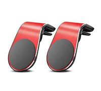Joyloo Magnetic Phone Holder, Joyloo Mobile Phone Navigation Magnetic Bracket, Non Slip Vent Clip L-Shaped 360° Rotating Car Universal Phone Holder (2*Red)