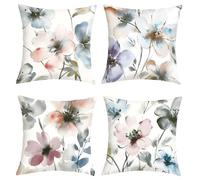 Joymaison 40x40 Pack of 4 Watercolor Flower Throw Pillow Cushion Covers | Modern Abstract Floral Decorative Throw Pillow Case Home Decor for Couch Bedroom