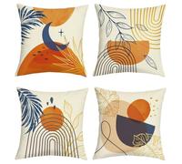 Joymaison Boho Geometry Line Cushion Covers 45 x 45 Pack of 4 Mid Century Abstract Modern Art Aesthetic Square Throw Pillow Case Decorative Sofa Cushion with Invisible Zipper