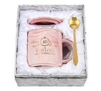 Joymaking 40th Birthday Gift for Women, 12oz Pink Coffee Mug Set with Gift Box, Gift for Mum Coworkers Friend Boss, Ceramic Coffee Mug for Birthday Gift Christmas Mothers Day