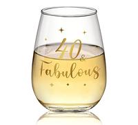 Joymaking 40th Birthday Gifts for Women - 40 and Fabulous, Golden 40th Wine Glass Gifts for Birthday Christmas Wedding Decor Personalised Anniversary Presents for Friends Man Woman, 15 Oz