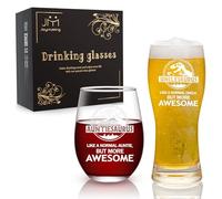 Joymaking Antiesaurus & Unclesaurus 15oz Christmas Drinking Glass for Auntie and Uncle
