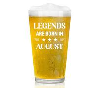 Joymaking Beer Glass for Men - Legends are Born in August, Unique Birthday Present for Him Who Has Everything - 15oz