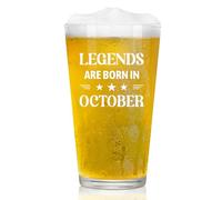 Joymaking Beer Glass - Legends Are Born in October, Birthday Gift for Men Who Have Everything - Unique 15oz Present