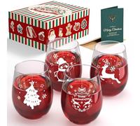 JoyMaking Christmas Wine Glasses & Sets, Funny 17oz Mulled Wine Glass
