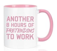 Joymaking Coffee Mug Funny Mugs for Men Women - Another 8 Hours of Pretending to Work - Secret Santa Gifts for Colleagues Novelty Mugs, 12Oz Pink