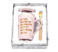 Joymaking Funny Gifts Mug for Women - If My Mouth Doesn't Say It My Face Will Rude Mugs Gift Funny Friend Gifts for her Birthday Gift, 14Oz Pink
