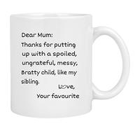 Joymaking Funny Mothers Day Gifts Mom Coffee Mug, Dear Mom, Thanks for Putting up with a Spoiled. Love, Your Favorite Best Birthday Gifts for Mom, Mother Cup, White 11 Oz