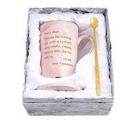 Joymaking Funny Mothers Day Gifts Mom Marble Ceramic Coffee Cup, Best Birthday Gifts Mom from Daughter Son Coffee Cup w/ Dear Mom, Thanks Putting up w/ a Spoiled. Love, Your Favorite, 14Oz Pink