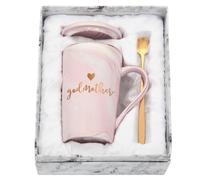 Joymaking Godmother Gifts 14oz Ceramic Mug - Godson Godchild Gift Idea for Christening, Easter, Birthday - Pink