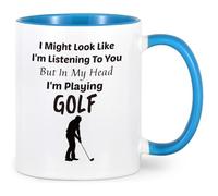 Joymaking Golf Gifts for Men - in My Head I'm Playing Golf - Funny Gift Golf Mugs for Men Presents for him Birthday Fathers Day Gift, 11Oz Blue