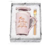 Joymaking Graduation Gifts Coffee Mug Graduation Gift for her/him - Now Hotter by One Degree Perfect Congratulation Graduation Gift for College High School Graduates Graduation Classmates, 14 Oz Pink
