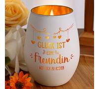 Joymaking Lantern with Engraving - Glück ist eine Freundin wie Dich zu haben, Birthday Gift for Girlfriend Women, BFF Gifts, Friendship Gifts, Lanterns, Candle Holder, White