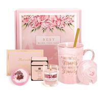 Joymaking Nanny Gifts Coffee Mug Set with Candle, Bath Ball, 14oz Birthday Gifts for Granny Grandma - Only The Best Mums Get Promoted to Nanny, Pink