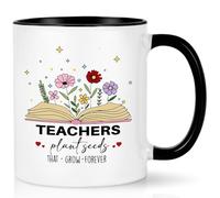 Joymaking Teacher Gifts Coffee Mug Thank You Gifts for Women Christmas Birthday Gift for Teacher Mug - Teachers Plant Seeds taht Grow Forever, 11 oz Coffee Mug for Best Teachers, Black