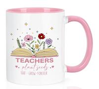 Joymaking Teacher Gifts Coffee Mug Thank You Gifts for Women Christmas Birthday Gift for Teacher Mug - Teachers Plant Seeds taht Grow Forever, 11 oz Coffee Mug for Best Teachers, Pink