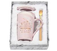 Joymaking Teacher Gifts Coffee Mug Thank You Gifts for Women Christmas Birthday Gift for Teacher Mug - Teachers Plant Seeds taht Grow Forever, 14 oz Coffee Mug for Best Teachers, Pink
