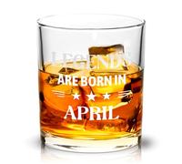 Joymaking Whiskey Glass for Men - Legends are Born in April Birthday Present - Unique Gift for Him Who Has Everything 15oz
