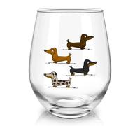 Joymaking Wine Glass Gifts Dachshund with Key Ring, Dachshund Decoration, Wrendale Glas, Wrendale Designs Glass 520ml