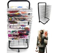 Joymaney Heavy-Duty Art Drying Rack with Wheels - 25 Removable Shelves Metal Classroom & Preschool Drying Rack for Paintings, Crafts & Studio Projects