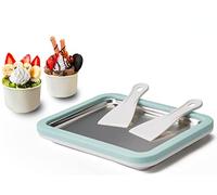 JoyMech Ice Cream Rolls, Ice Plate, Rolled Ice Cream Maker, Ice Cream Rolls Maker, Small Instant Ice Rolls Machine, with 2 Spatulas, for Homemade Rolled Ice Cream, Frozen Yoghurt (Green)