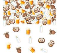 JOYMEMO 200 Pieces Brown Bottle and Beer Baby Shower Confetti, Brown Bottle and Beer Baby Shower Decorations, Double Sided Printing Paper Table Scatters for Pregnancy Celebration Newborn Party
