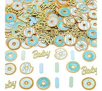 JOYMEMO 200 Pieces Donut Sprinkled with Love Confetti for Boy, Sprinkle Baby Shower Confetti Decorations, Baby Blue Donut Table Confetti Sprinkles Party Supplies