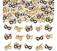 JOYMEMO 200 Pieces Masquerade Confetti for Birthday Baby Shower Party, Black Gold Masquerade Ball Birthday Decorations Women, Double Sided Masquerade Confetti Table Scatters, Carnival Dance Party