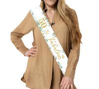 JOYMEMO 50th Birthday Sash for Women, Sage Green and Gold Queen Sash, 50 & Fabulous Sash, 50th Birthday Gifts for Women, Olive Green Happy Birthday Decorations Supplies