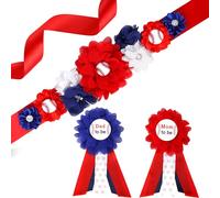 JOYMEMO Baseball Baby Shower Maternity Sash Kit - Batter Up Baseball Baby Shower Belly Belt and Mom to Be & Dad to Be Corsage Pins, New Parents Pregnancy Photo Props Sport Theme Party Supplies