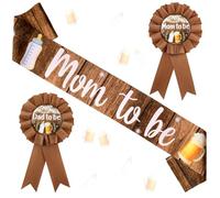 JOYMEMO Ice Cream Gender Reveal Decorations Pink Blue, Mom to Be and Dad to Be Tinplate Badge Pins for Pregnancy Celebration Newborn Party Baby Shower