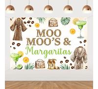 JOYMEMO Moo Moos And Margaritas Party Backdrop, Lemon Cocktail Martini Decoration, Cheetah Photography Background, Women’s Birthday Bridal Shower Bachelorette Margs and Matrimony Party Supply