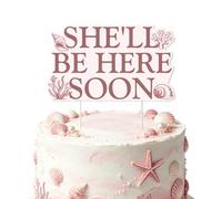 JOYMEMO She‘ll Be Here Soon Cake Topper, Seashell Baby Shower Decorations