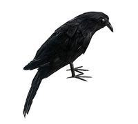 joyMerit Realistic Crows - Lifesize Handmade Black Feathered Crow for Halloween Decorations Birds (5 Different Size) - Black, 28cm