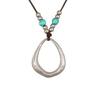 joymiao Boho Chunky Necklaces for Women Gold Leather Pendant Round Alloy Bohemian Layered Vintage Silver Western Choker Necklaces