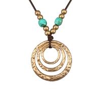 joymiao Boho Necklaces for Women Chunky Circle Necklace Layered Boho Circle Leather Choker Necklace Long Vintage Necklaces Bohemian Jewlery Gifts, L, Faux Leather Zinc, No Gemstone