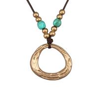 joymiao Boho Necklaces for Women Chunky Circle Necklace Layered Boho Circle Leather Choker Necklace Long Vintage Necklaces Bohemian Jewlery Gifts, 2.52inch*3.15inch, Faux Leather Zinc, No Gemstone