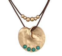 joymiao Boho Necklaces for Women Chunky Circle Necklace Layered Boho Circle Leather Choker Necklace Long Vintage Necklaces Bohemian Jewlery Gifts, Faux Leather, No Gemstone