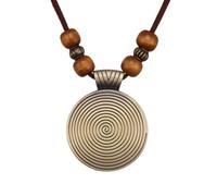 joymiao Boho Necklaces for Women Chunky Circle Necklace Layered Boho Circle Leather Choker Necklace Long Vintage Necklaces Bohemian Jewlery Gifts, L, Faux Leather Zinc, No Gemstone